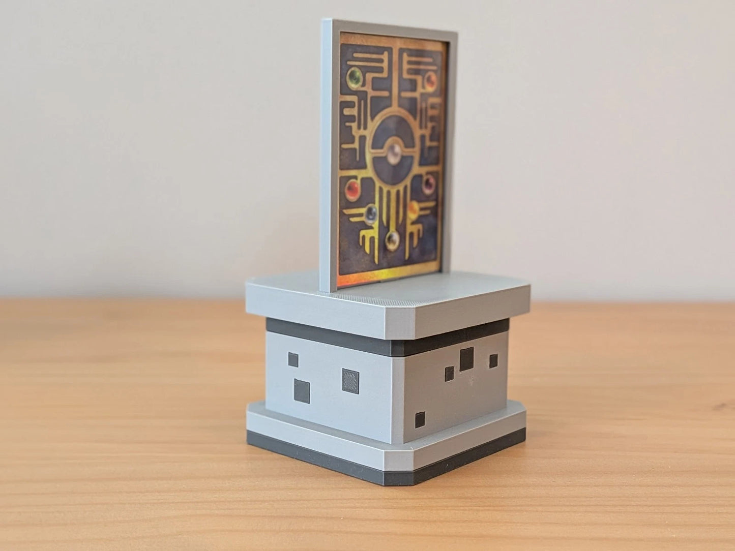 Blocky Card Pedestal | Themed Collectible Card Stand | 3D Printed