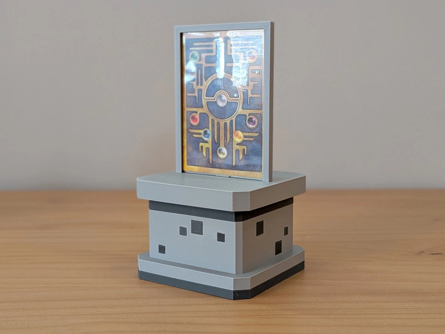 Blocky Card Pedestal | Themed Collectible Card Stand | 3D Printed