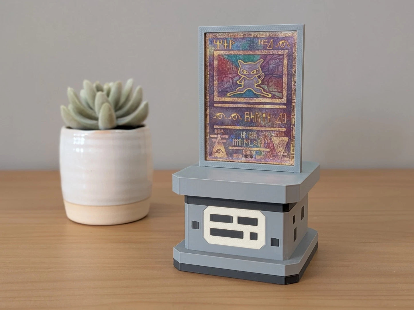 Blocky Card Pedestal | Themed Collectible Card Stand | 3D Printed