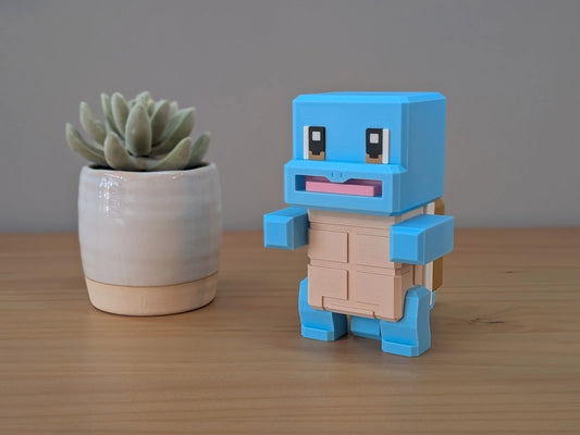Blocky Squirtle | Themed Collectible Figurine | 3D Printed